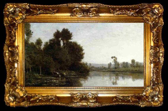 framed  Charles-Francois Daubigny The Banks of River, ta009-2